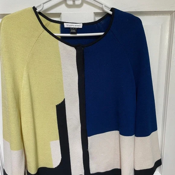 Vintage St John Sport Colorblock Sweater/Jacket Size M - Picture 1 of 9